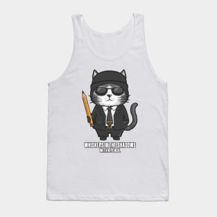 Cat In A Suit Holding a pencil Funny Gifts Tank Top